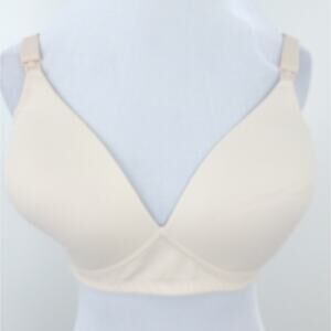 Leading Lady Seamless Nursing Bra 40D Beige #454, Soft Cup, One Handed Clips